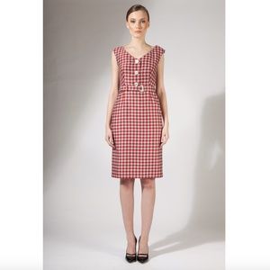 New PRADA Sleeveless Gingham Belted Sheath Dress